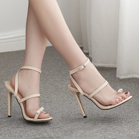 Cross straps bow knot slip-on high-heel women sandals S-395 - Thumbnail 5