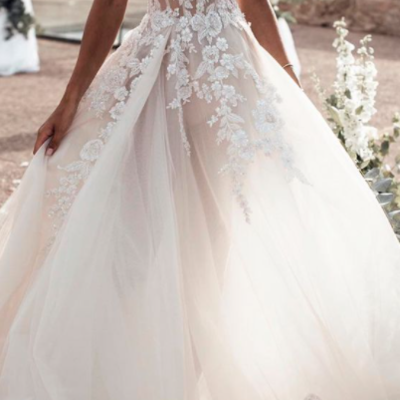 Ball gown tulle light ivory boho wedding dresses sweetheart appliques bridal gowns，293 - Thumbnail 3