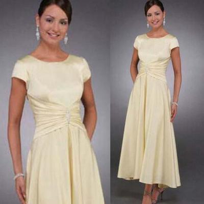 2021 mother of the bride dresses cap sleeves a line tea length wedding party dresses plus size groom mother's gowns evening formal wear,308