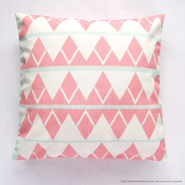 Coral Mint Triangles Cushion Cover