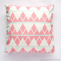 Coral Mint Triangles Cushion Cover