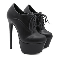 Super high heel platform lace-up female nude boots ankle boots S-403 - Thumbnail 4