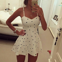 Sling Polka Dot Suspenders Sexy Dress - Thumbnail 1