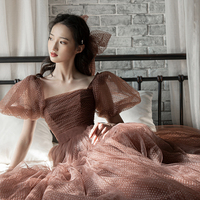 Cute tulle A line prom dress cute evening dress - Thumbnail 1