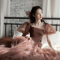 Cute tulle A line prom dress cute evening dress - Thumbnail 3