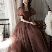 Cute tulle A line prom dress cute evening dress - Thumbnail 4