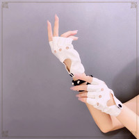 Harajuku Diablo Punk Girl Jk Riding Rock Jumping Di Hollow Leather Hand Sleeve Half Finger Gloves - Thumbnail 3