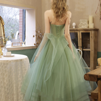 Green tulle short prom dress green evening dress - Thumbnail 4