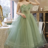 Green tulle short prom dress green evening dress - Thumbnail 5