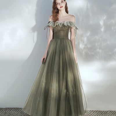 Cute tulle long a line prom dress evening dress - Thumbnail 3