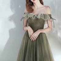 Cute tulle long A line prom dress evening dress - Thumbnail 3