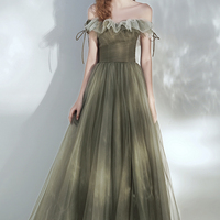 Cute tulle long A line prom dress evening dress - Thumbnail 6