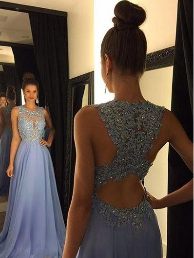 Glamorous Scoop Neck Sleeveless A-Line/Princess Chiffon Prom Dresses,318