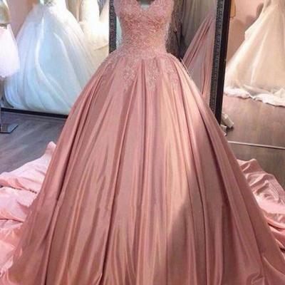 Court train satin with ball-gown prom dresses,elegant prom dresses,sweet 16 dresses,319