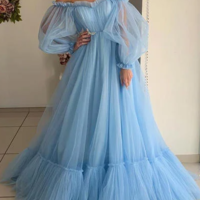 Sweep Train Strapless Tulle A-Line/Princess Prom Dresses,Cheap Prom Dress,Tulle Party Dress,320 - Thumbnail 1