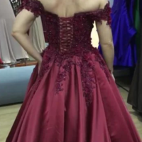 Regular Straps Sweep Train Off-the-Shoulder Satin Prom Dresses,321 - Thumbnail 2