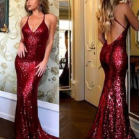 Sweep Train Spaghetti Straps Sequined Sheath/Column Prom Dresses,324 - Thumbnail 2