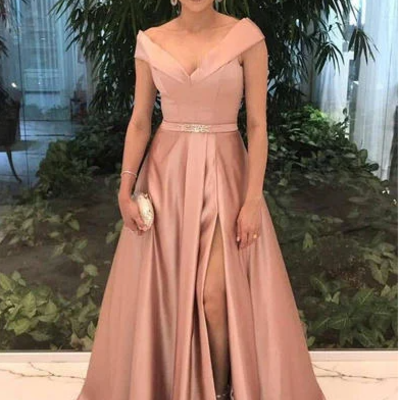 Sleeveless a-line/princess chic satin prom dresses,v neck evening dresses,cheap prom dresses,329 - Thumbnail 4