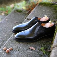 New Black cap toe Loafer Leather shoes - Thumbnail 1