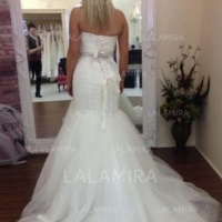 Trumpet/Mermaid Sweetheart Chapel Train Tulle Wedding Dresses,340 - Thumbnail 1