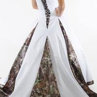 2021 Embroidery Ball Gown Camo Wedding Dresses,Long Train Bridal Gowns,Criss Cross Back Real Tree Wedding Dress,348 - Thumbnail 1