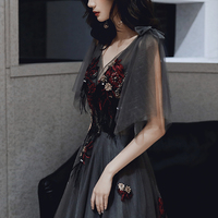 Black lace long prom dress black evening dress - Thumbnail 2