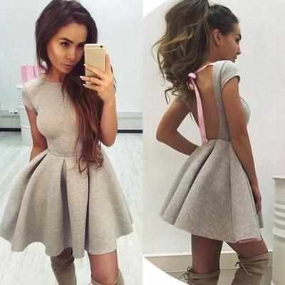 Short sleeve fashion sexy backless dress
