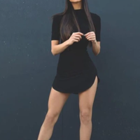 Women Round Neck Short-Sleeved Mini Dress - Thumbnail 2