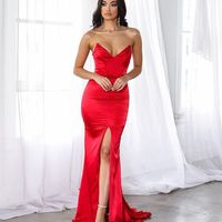 Sexy Mermaid Red Long Prom/Evening Party Dress with Split Front - Thumbnail 3