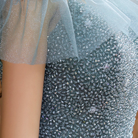 Shiny tulle beads long prom dress blue evening dress - Thumbnail 5