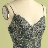 Sequins A Line Prom Dress Custom Spaghetti Straps Evening - Thumbnail 3