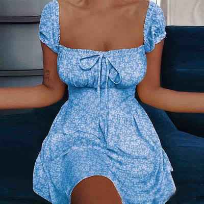 Printed sweet short sleeve dress - Thumbnail 3