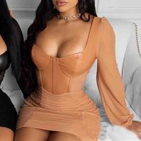 Chiffon Fashion Long Sleeve Dress - Thumbnail 2