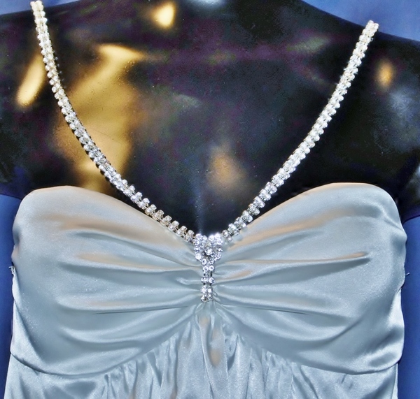 White Bubble Dress w/Crystal Accent Straps, sz SM