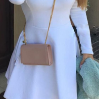 High-Neck Solid Color Long-Sleeved Dress - Thumbnail 3