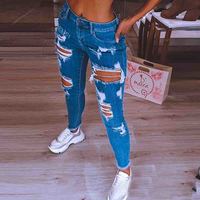 Solid Color Blue Skinny Jeans - Thumbnail 1