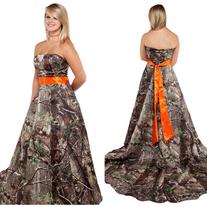 orange camo bridesmaid dresses CAMO dress high low hemline beaded CORSET back dress