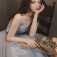 Gray tulle lace long ball gown dress evening dress - Thumbnail 1