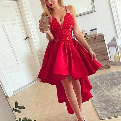 Sexy high low prom dress,red homecoming dress,hi-low red prom gowns,369 - Thumbnail 3