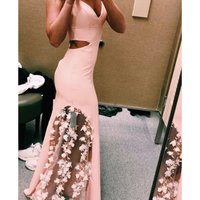 Custom Made Pink Mermaid Prom Dress with Flower, Pink Flower Formal Dresses, Graduation Dresses,374 - Thumbnail 2