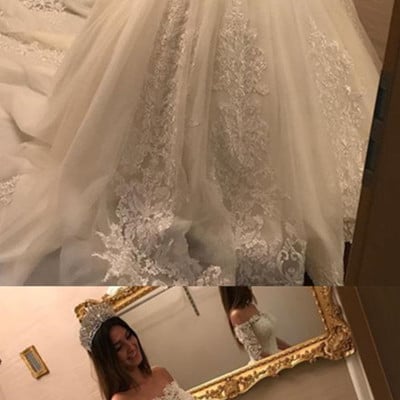 Long sleeve ball gown lace wedding dresses,wedding dress,custom made wedding gown,,383 - Thumbnail 3