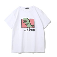 Cute Vintage Dinosaur Print Cartoon Short Sleeve Shirt T-shirt Tee Punk Funny Sweet Summer Casual E-Girl Kawaii Korean Japanese Harajuku Streetwear - Thumbnail 2