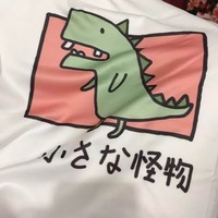 Cute Vintage Dinosaur Print Cartoon Short Sleeve Shirt T-shirt Tee Punk Funny Sweet Summer Casual E-Girl Kawaii Korean Japanese Harajuku Streetwear - Thumbnail 6