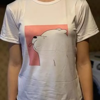 Cute Polar Bear Animal Print Cartoon Loose Oversize Short Sleeve Short T-shirt Tee Top Summer Casual E-Girl Kawaii Korean Japanese Harajuku Streetwear - Thumbnail 4