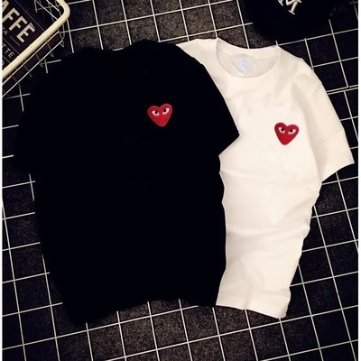 Cute heart shape love embroidery loose oversize short sleeve short t-shirt tee top summer casual e-girl kawaii korean japanese harajuku streetwear - Thumbnail 2