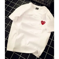 Cute Heart Shape Love Embroidery Loose Oversize Short Sleeve Short T-shirt Tee Top Summer Casual E-Girl Kawaii Korean Japanese Harajuku Streetwear - Thumbnail 2
