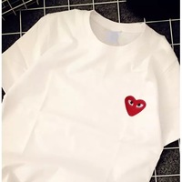 Cute Heart Shape Love Embroidery Loose Oversize Short Sleeve Short T-shirt Tee Top Summer Casual E-Girl Kawaii Korean Japanese Harajuku Streetwear - Thumbnail 3