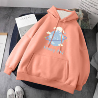 Cute Dog Poodle Earth Cartoon Print Oversized Loose Hoodie Sweater Sweatshirt Pullober Jumper Casual E-Girl Kawaii Korean Japanese Harajuku Streetwear - Thumbnail 8