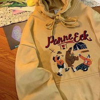 Cute Vintage Retro Camping Print Oversize Loose Hoodie Sweater Sweatshirt Pullover Jumper Casual E-Girl Kawaii Korean Japanese Harajuku Streetwear - Thumbnail 1