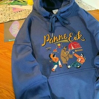 Cute Vintage Retro Camping Print Oversize Loose Hoodie Sweater Sweatshirt Pullover Jumper Casual E-Girl Kawaii Korean Japanese Harajuku Streetwear - Thumbnail 2